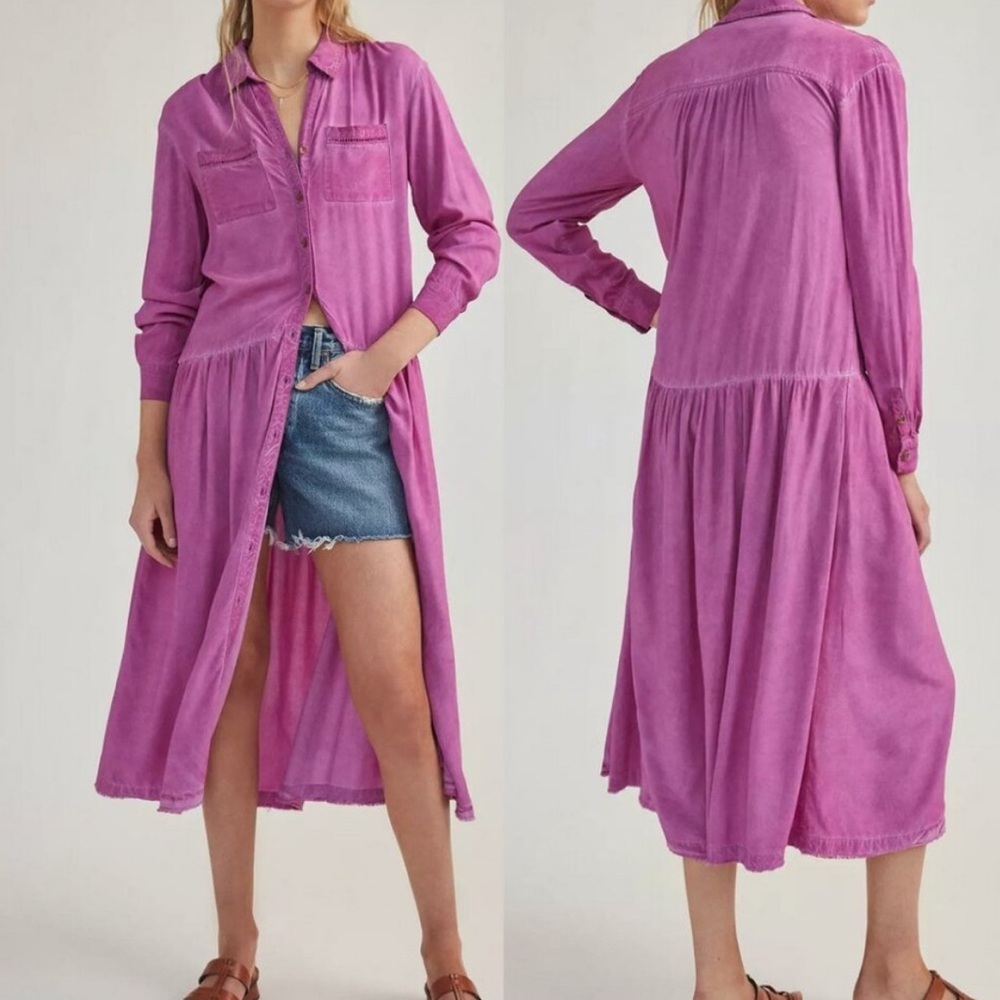 Pilcro Kimberly Raspberry Long Sleeve ShirtDress